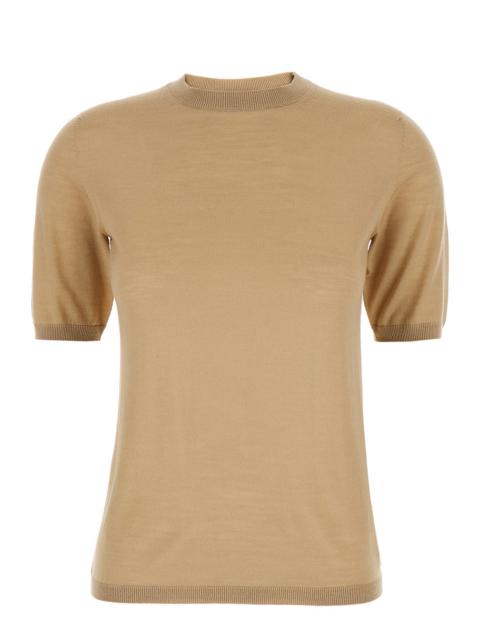 Max Mara Max Mara Women 'Gerico' Beige Crewneck Sweater With Short Sleeves In Wool Woman