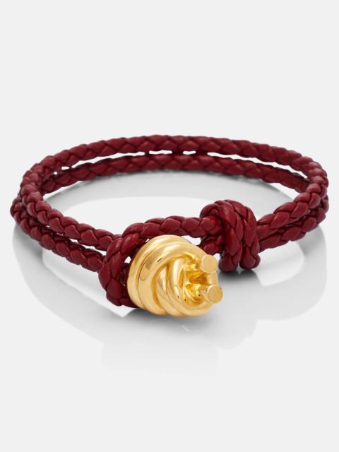Bottega Veneta Knot braided leather and sterling silver bracelet