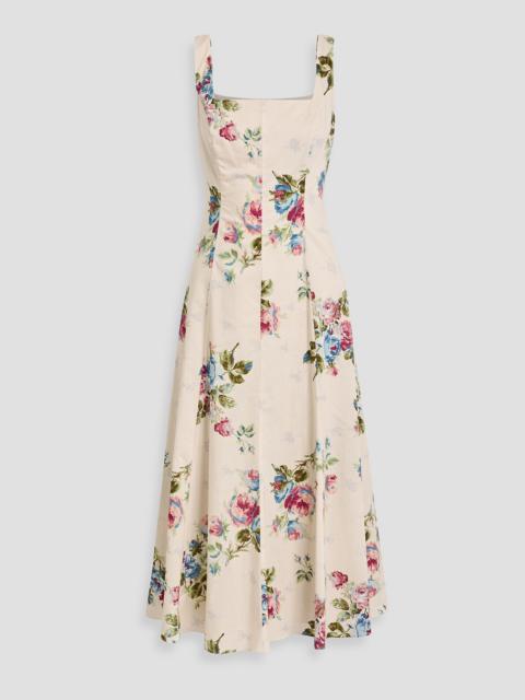 Other Designers Floral-print cotton-poplin midi dress