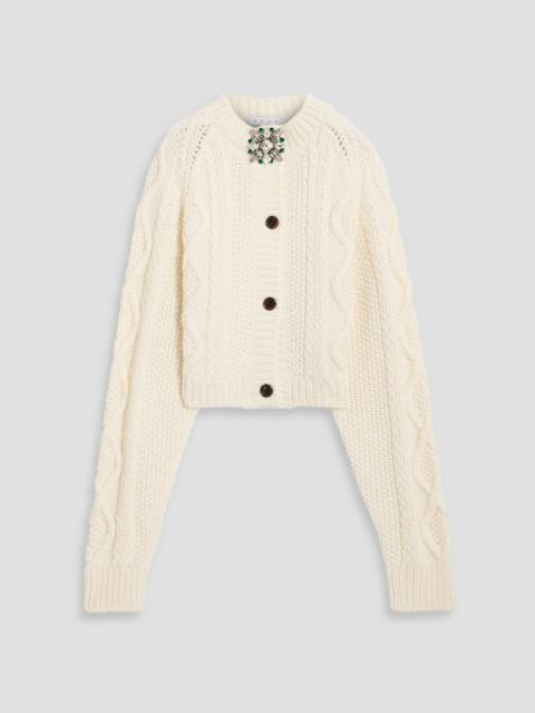 AREA Embellished cable-knit cardigan