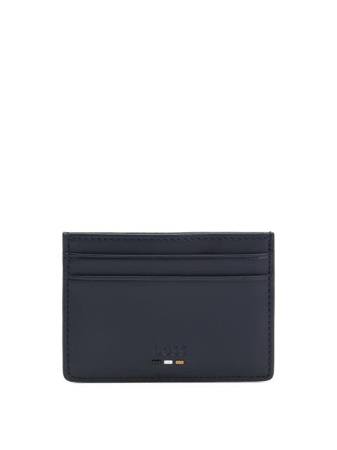 BOSS FAUX-LEATHER CARD HOLDER WITH TEXTURED TRIM