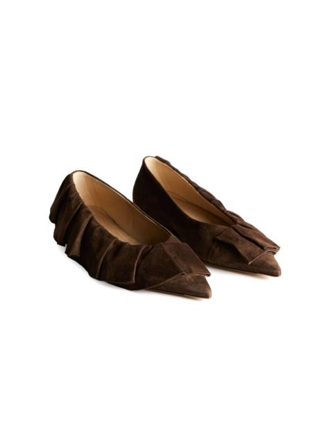 JW Anderson Ruffled Suede Ballet Flats brown