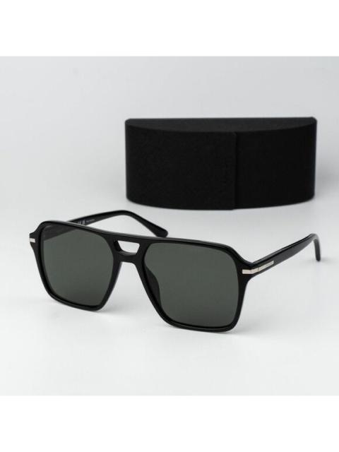 Prada Prada Men Sunglasses Black Green Polarized Pilot PR20YS 1AB03R NEW AUTHENTIC