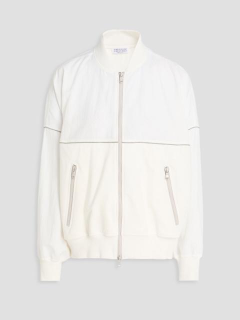 Brunello Cucinelli Poplin-paneled French cotton-terry jacket