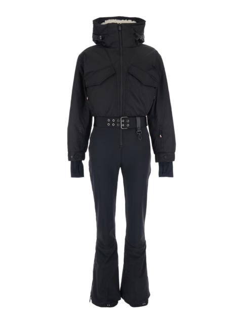 Moncler Grenoble Moncler Grenoble Women Black Ski Suit With Adjustable Waist Belt And Logo Patch On The Sleeve In Tec