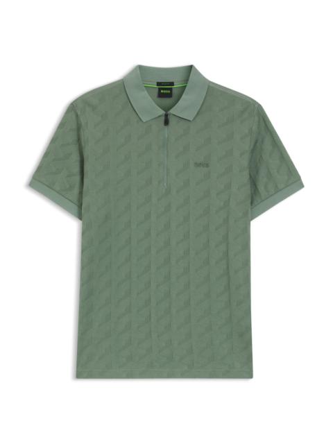 BOSS JACQUARD-PATTERN POLO SHIRT IN MERCERISED COTTON