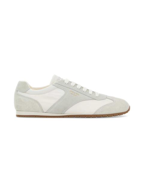 Prada Two-tone Suede And Fabric Sneakers