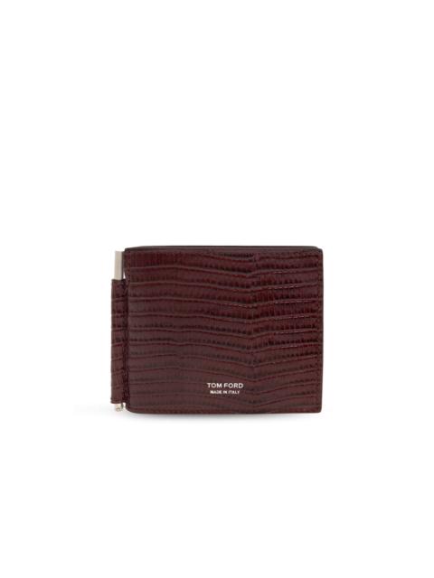 TOM FORD TOM FORD Red Embossed Leather Moneyclip Wallet New & Authent
