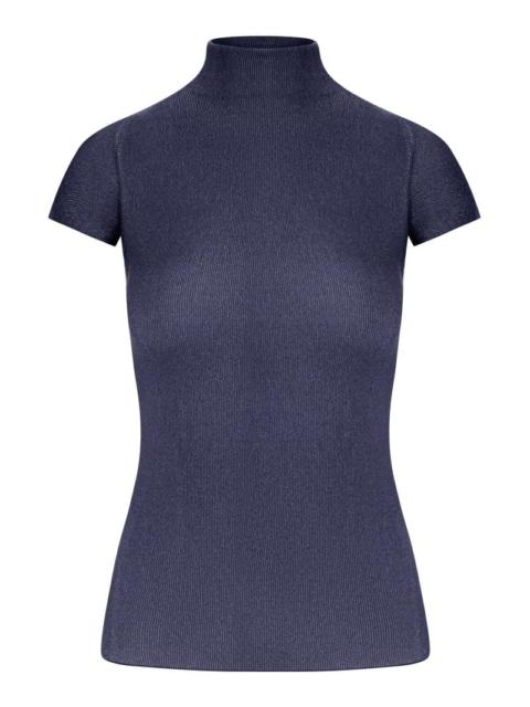 GIORGIO ARMANI Giorgio Armani Women English Ribbed Viscose Turtleneck Top With Short Sleeves