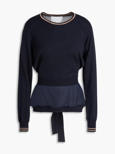 3.1 Phillip Lim Chiffon-paneled wool top