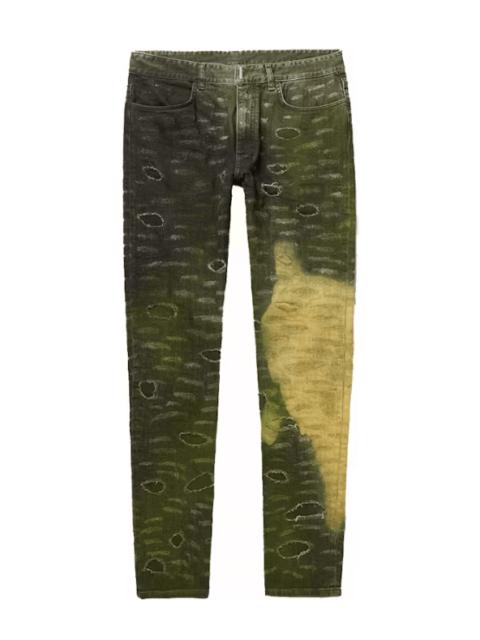 Givenchy $2000 Givenchy Slim Fit Tapered Distressed Paint Jeans