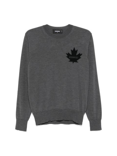 D2 leaf crew-neck sweater