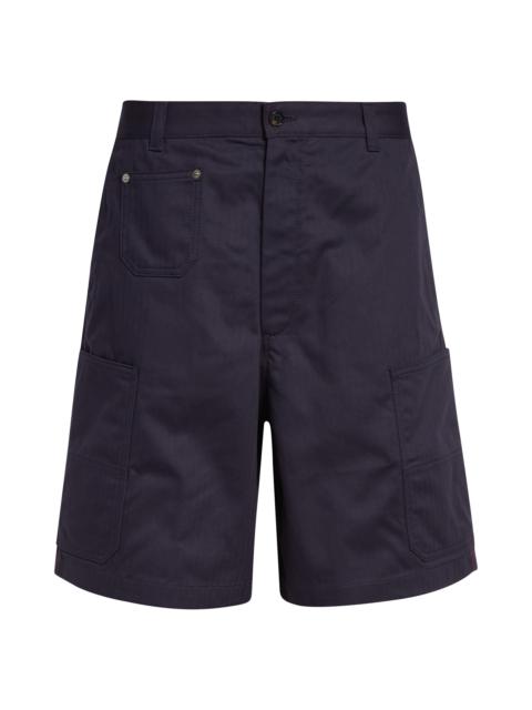 Givenchy Givenchy Herringbone Denim Cargo Bermuda Shorts in Navy at Nordstrom