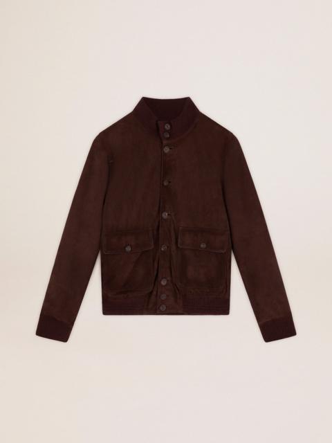Golden Goose Golden Collection flight jacket in dark brown suede