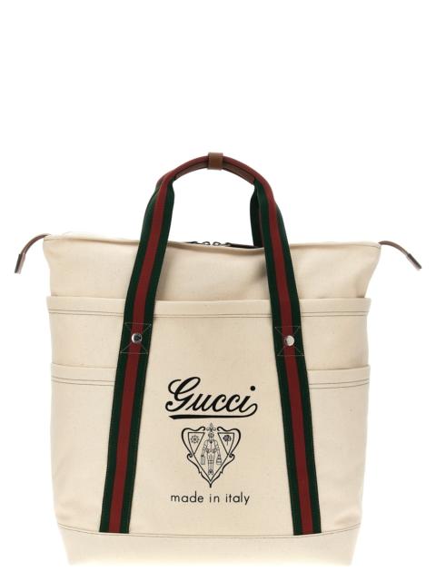 GUCCI Large Coat Of Arms Shopping Tote Bag White
