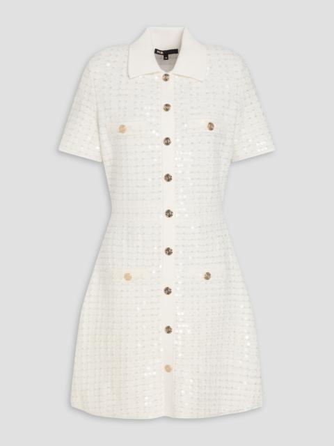 maje Sequin-embellished bouclé-knit mini dress