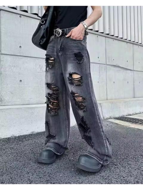 Other Designers Distressed Wide Leg Black Washed Denim Jeans – Streetwear