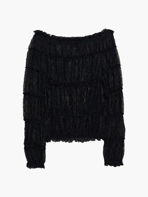 Missoni Ruched metallic crochet-knit top