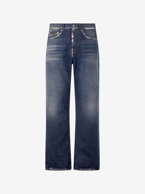 Roberto Cavalli Sandblasted-Effect Jeans With Chain