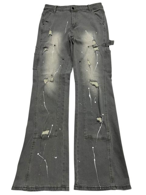 Other Designers Flare Vintage Double Knee Studded Splatter Jeans
