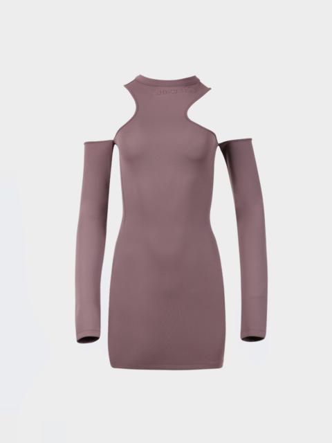 Off-White Sleek Asymmetric Mini Dress Purple