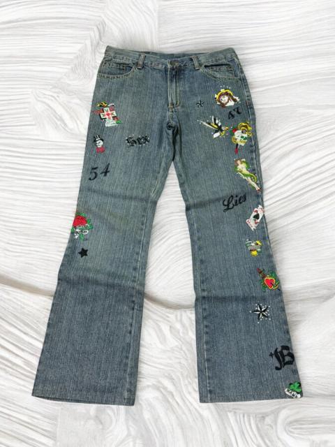 Hysteric Glamour FLARED SEMANTIC DESIGN CROSS EMBROIDERED STYLE DENIM