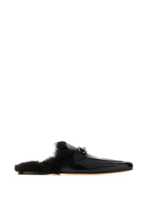 GUCCI Gucci Men Black Leather Slippers