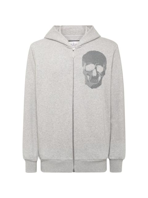 zip-up skull-embellished hoodie