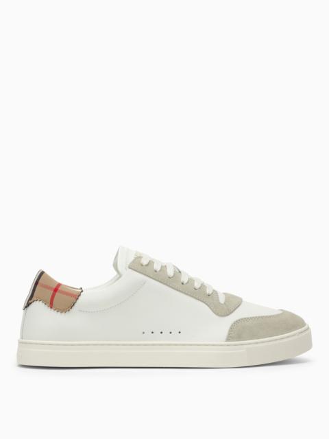 Burberry White Leather Trainer With Check Pattern