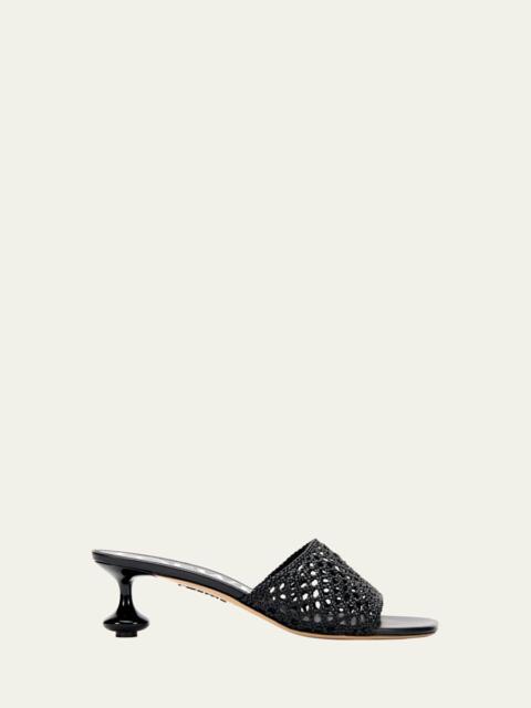 Loewe Toy Leather Woven Slide Sandals