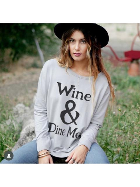 Other Designers Royal Rabbit “Wine & Dine Me” Oversized French Terry Crewneck Sweatshirt