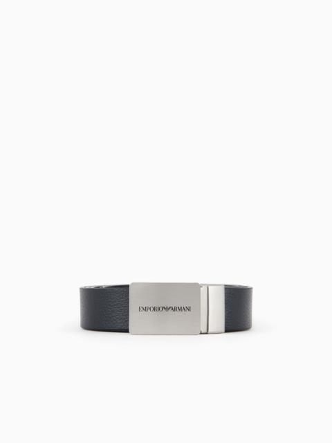 EMPORIO ARMANI Reversible leather belt with logo buckle
