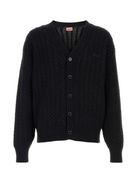 KENZO Kenzo Men Black Cotton Blend Cardigan