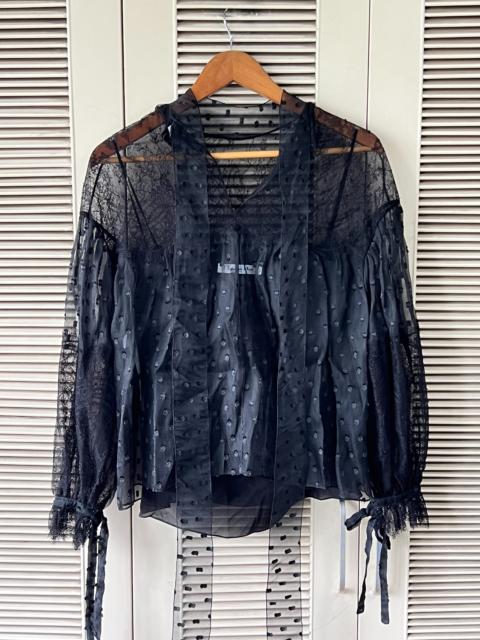 Dior Dior Polka Dot Lace Long Sleeve Silk Top