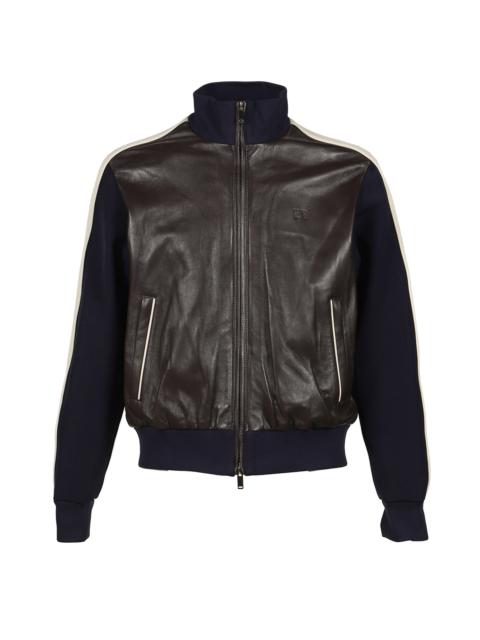 WALES BONNER PATH LEATHER JACKET / NVY / DARK BRW / IVO