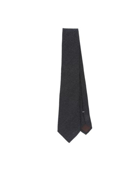 Canali geometric-pattern silk-cashmere tie