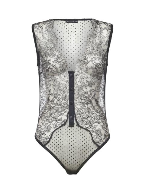 Dolce & Gabbana Textured Plumetis Bodysuit