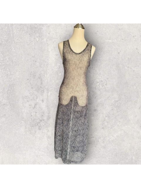 Jean Paul Gaultier Degrade Stripe Sheer Mesh Maxi Dress