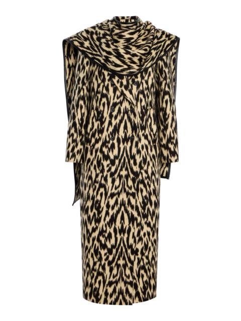 BRANDON MAXWELL The Demi Printed Virgin Wool Coat off-white