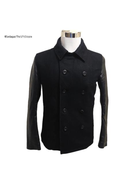 Other Designers Japanese Brand - TOKISHIRAZU Half Leather Wool Plaid Lined Jacket