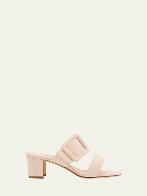 Manolo Blahnik Titubanew Suede Buckle Slide Sandals