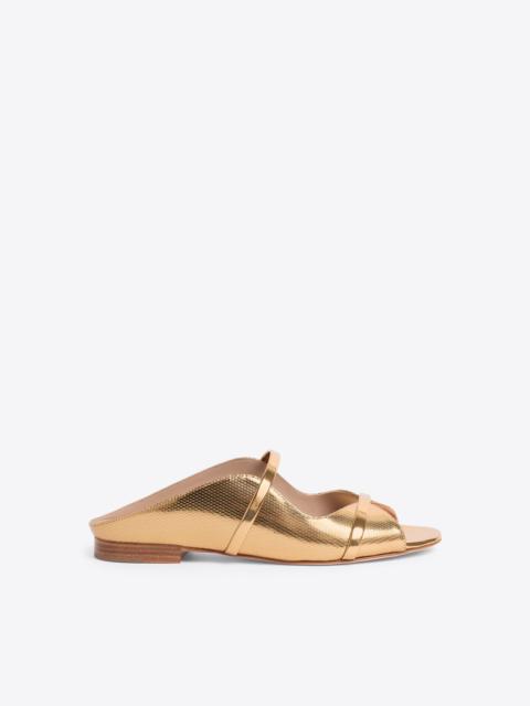 MALONE SOULIERS Norah Gold Embossed Leather Flat Sandals