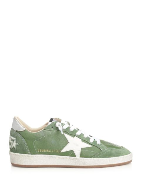 Golden Goose Golden Goose Men "Ballstar" In Green Leather And Suede