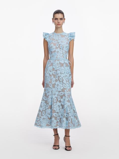 self-portrait Blue Crochet Lace Midi Dress