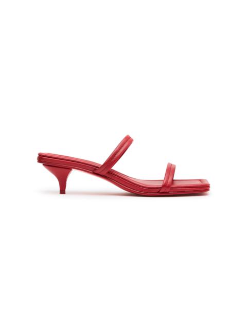 ST. AGNI Fine Strap Leather Kitten Heels red