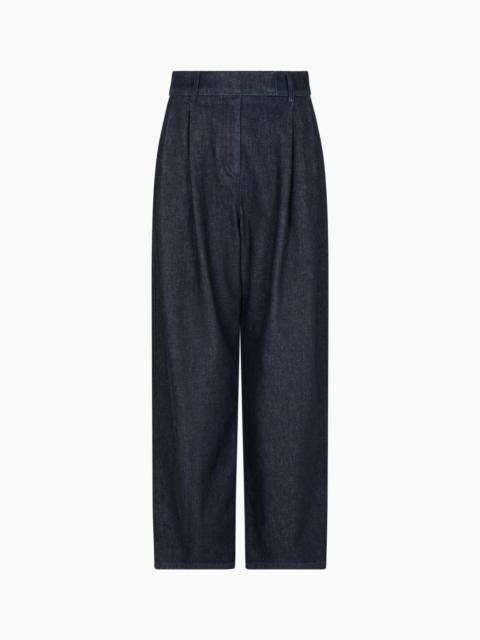 GIORGIO ARMANI DENIM COLLECTION SINGLE-PLEAT TROUSERS IN CASHMERE AND COTTON DENIM