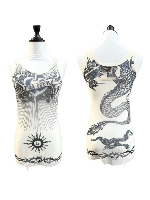 Jean Paul Gaultier Jean Paul Gaultier Kenshin SAFESEXFOREVER Dragon Pattern Mesh Sleeveless Short-Sleeve Top