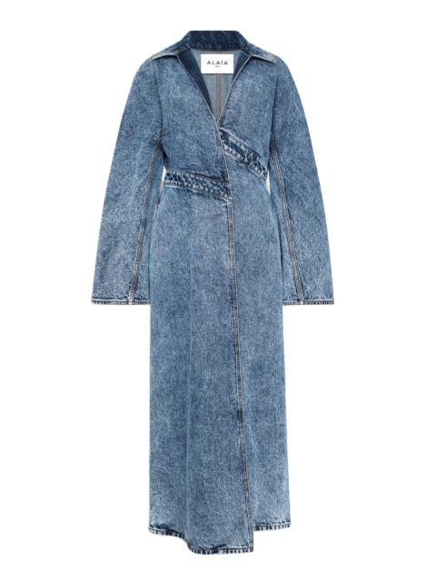Alaïa Spiral Denim Trench Coat blue