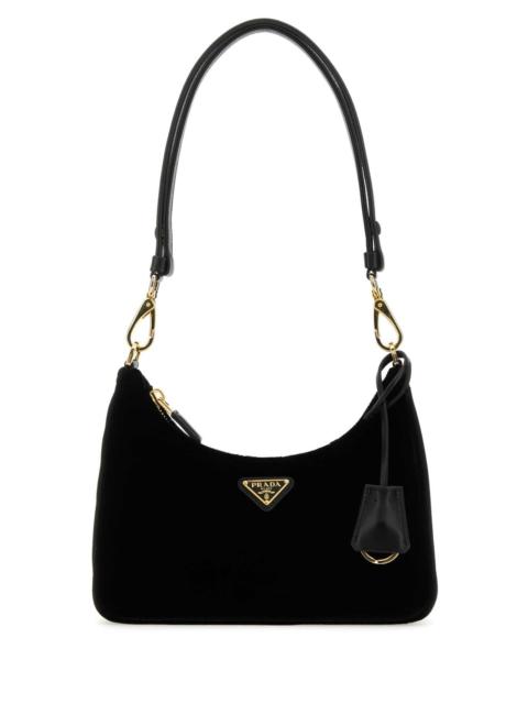 Prada Prada Women Black Velvet Mini Prada Re-Edition Shoulder Bag