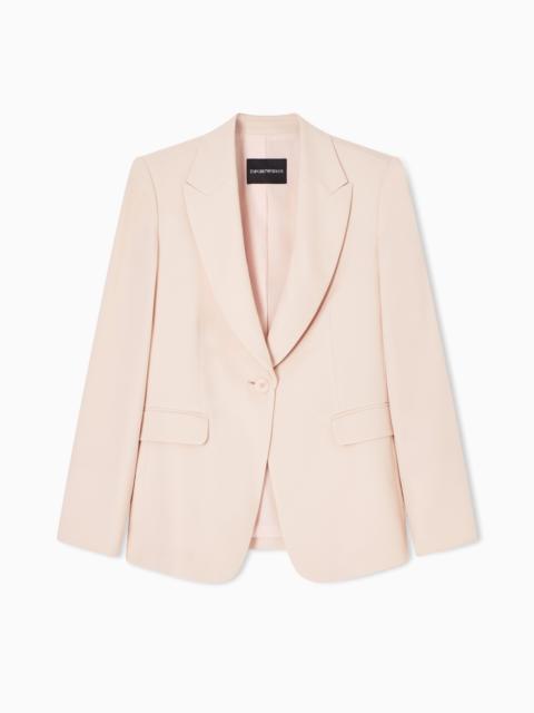 EMPORIO ARMANI SINGLE-BREASTED JACKET IN TECHNICAL GABARDINE